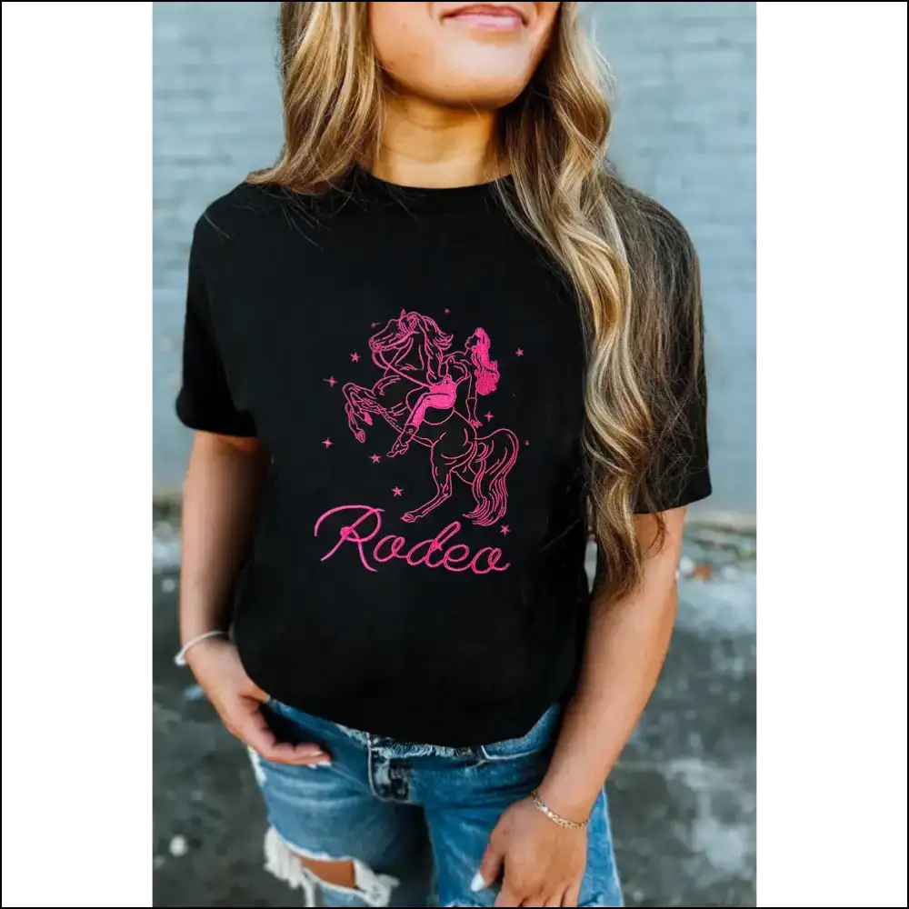 Black Cowgirl Rodeo Graphic Tee - Tees