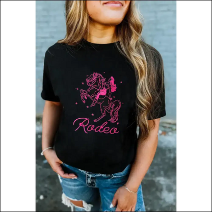 Black Cowgirl Rodeo Graphic Tee - Tees