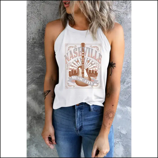 Nashville Music City Guitar Tank: Rock out 🎸 Needful Things! - White / Xs - Graphic Tees