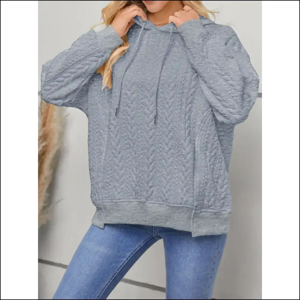 Chic Drawstring Long Sleeve Hoodie with Pockets - Hoodies