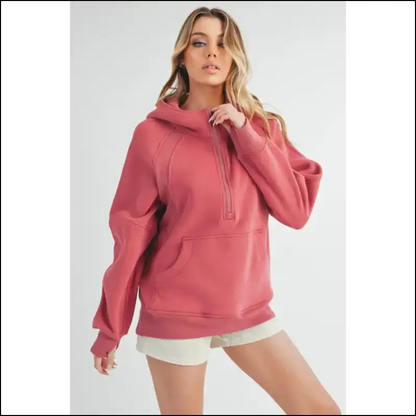 Aemi + co Chic Half Zip Raglan Hoodie - Hoodies