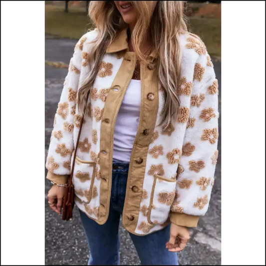 Flower Power Fleece Jacket: so Cute it Hurts (but in a Good Way) - Light French Beige / s - Jackets