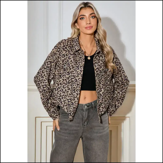 Dark Khaki Leopard Print Jacket: so Chic It’s Criminal 🐆 / s Jackets