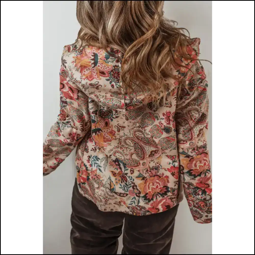 Beige Vintage Paisley Floral Printed Sherpa Lined Hooded Jacket! 😉 Needful Things - Jackets