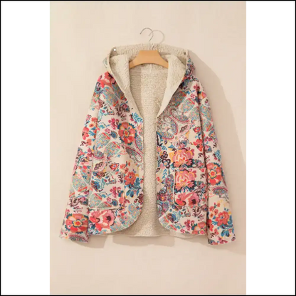 Beige Vintage Paisley Floral Printed Sherpa Lined Hooded Jacket! 😉 Needful Things - Jackets