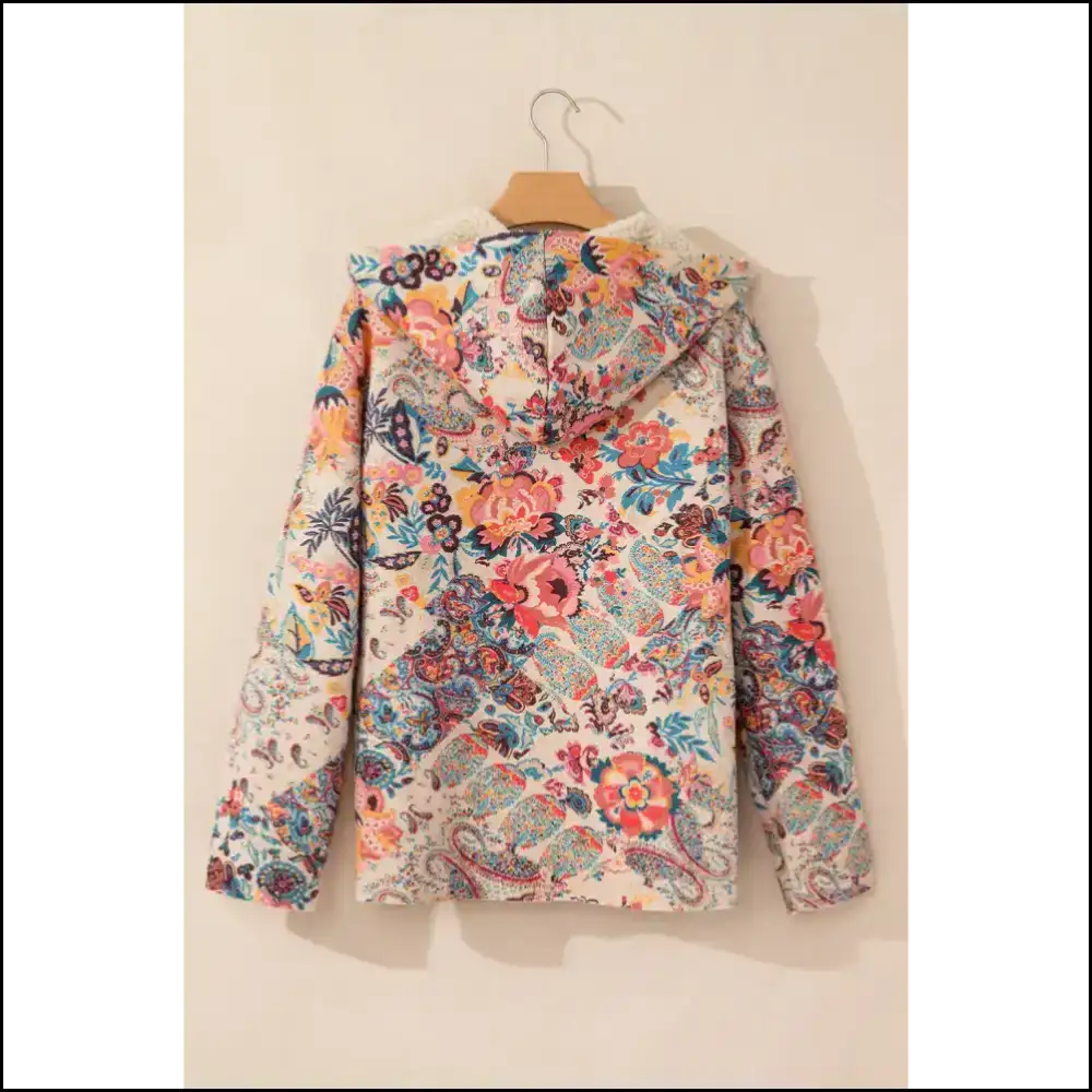 Beige Vintage Paisley Floral Printed Sherpa Lined Hooded Jacket! 😉 Needful Things - Jackets