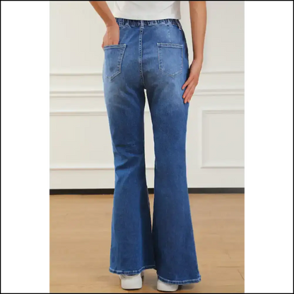 Unleash your Inner Rock Star with Needful Things Chic Elastic Waist Bootcut Jeans! 🌟👖 - Jeans