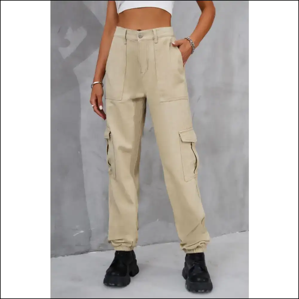 High Waist Jeans: Elevate your Style and Hide Snacks with Pockets! - Tan / l - Jeans