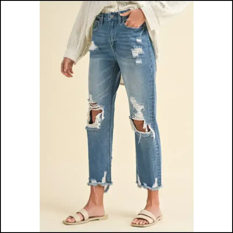 Annie Wear Distressed Raw Hem Jeans: Because your Legs Deserve Drama! - Jeans