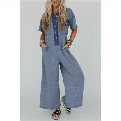 Jet Stream Patchwork Pocket Jumpsuit Beau Blue / s Jumpsuits