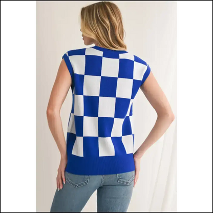 Blue Checkered Knit Top: so Comfy It’s Almost Illegal! 😈 - Tops