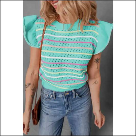 Chic Green Striped Knit: Prepare for Compliments (and Maybe a Stare or Two 😉) - Knit Tops