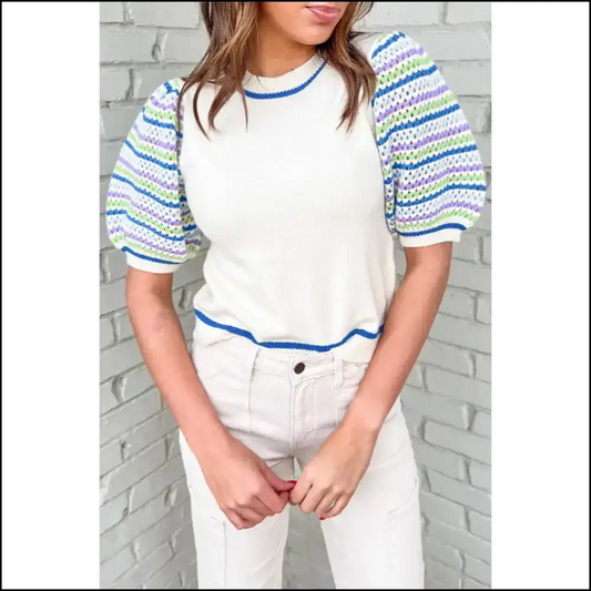 Stripes so Chic White Youll Say Needful Things 💀 - s - Knit Tops