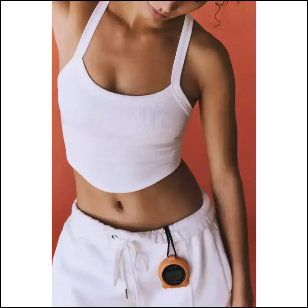 Grapefruit Orange Ribbed Cropped Cami: Squeeze the Day 🍊 - White / s - Knit Tops