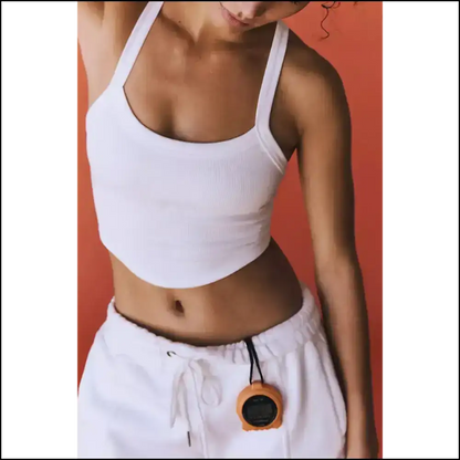 Grapefruit Orange Ribbed Cropped Cami: Squeeze the Day 🍊 - White / s - Knit Tops
