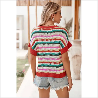 Fiery Red Striped Knit Top: Warning May Spontaneously Combust 🔥 Needful Things - Tops