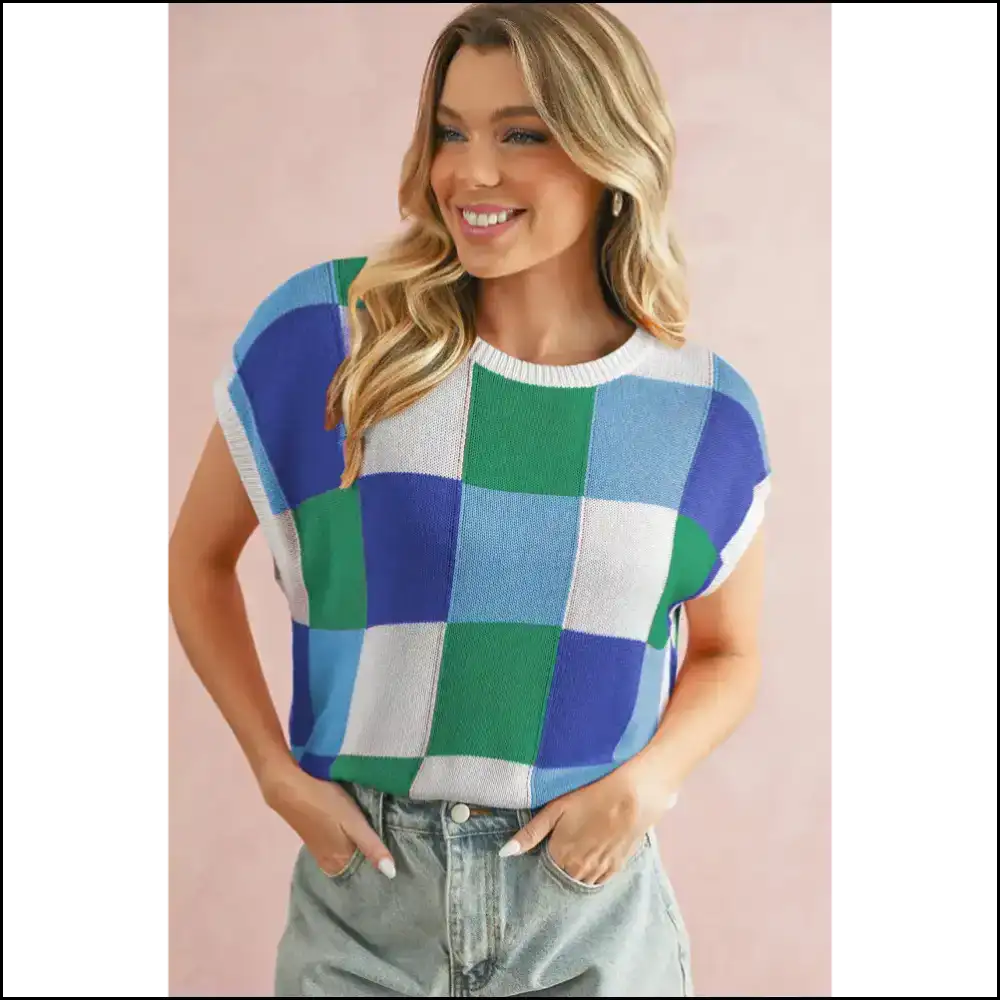Dark Green Checkered Top: so Good It’s Knit your Average Nightmare 😈 - Tops