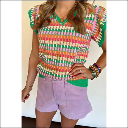 Chic Green Colorblock Top: Warning May Cause Extreme Envy 💚 - s - Knit Tops