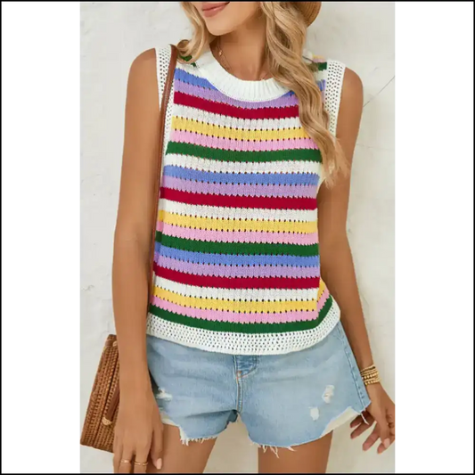 Needful Things: Multicolour Striped Cutout Knit Tank – Prepare for Stares! 😜 - s - Tops