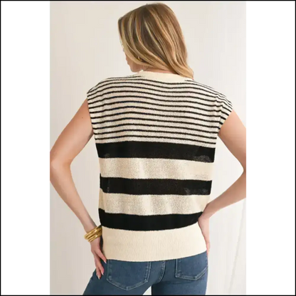 Needful Things: Chic Black Stripes Sleeveless Sass 🖤 - Knit Tops