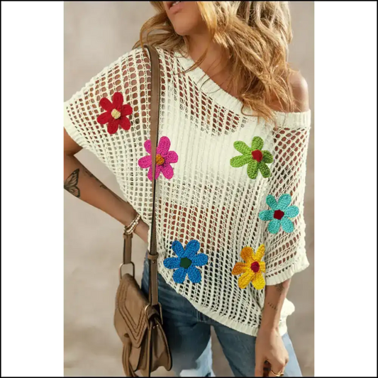 Holy Crochet! Needful Things’ Bohemian White Crochet Top. 🌼 so Comfy It’s Alive! Floral Perfection. - s - Knit Tops