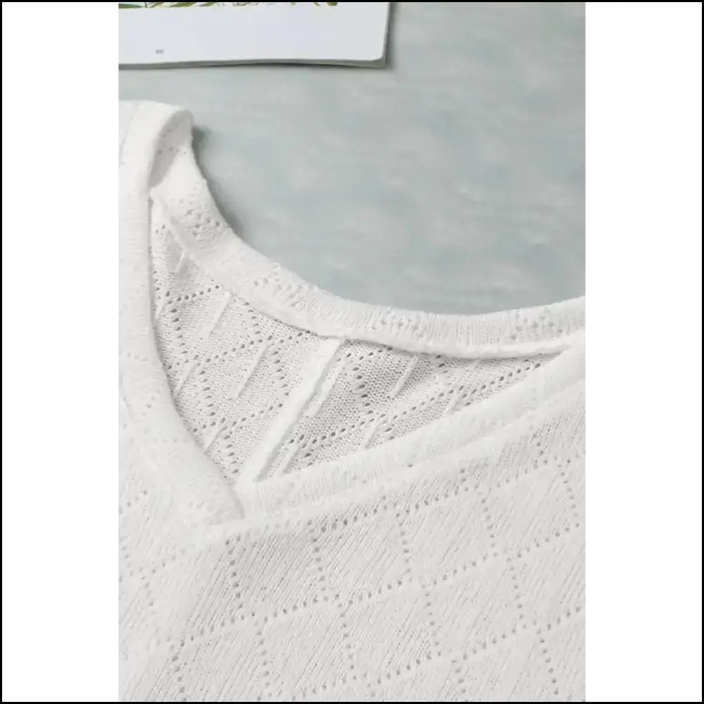 Needful Things: Chic White v Neck Blouse – Oversized 💀 - Knit Tops