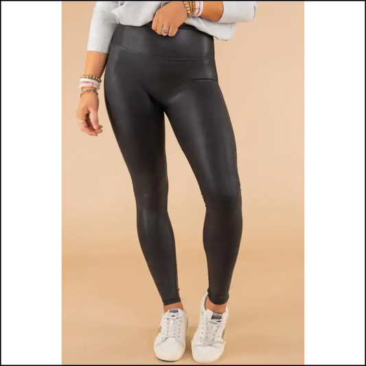 Needful Things: High Waist Leather Leggings - Fabulous! Black Piping - s