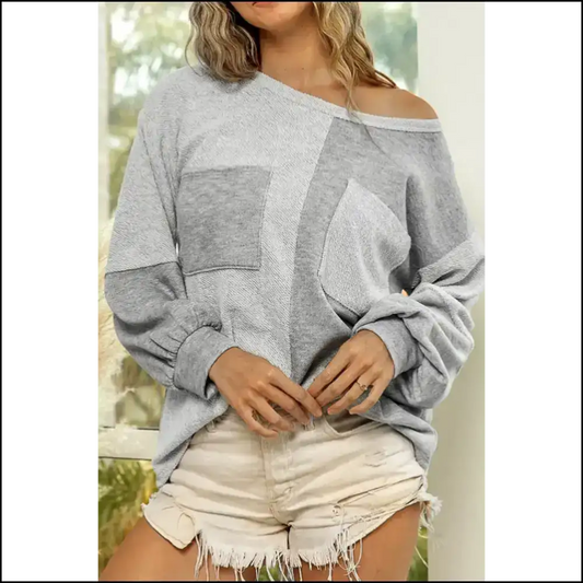 Needful Things: Chic Grey Patchwork Pullover – Prepare for Compliments 😜 - Gray / s - Long Sleeve Tops