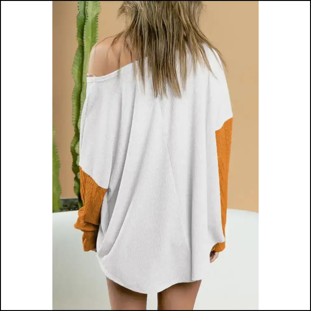 Brown Color Block Top: Chic or Die Trying ☕ Needful Things - Long Sleeve Tops