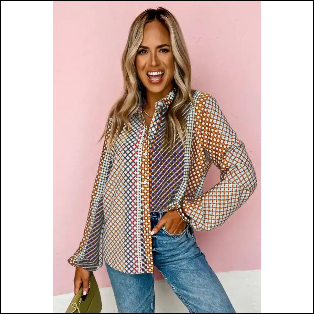 Needful Things: Brown Dot Print Shirt - Dress to Impress! 🤪 - Long Sleeve Tops