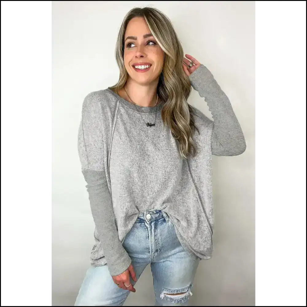 Grey Patchwork Pullover: Finally Fashion that Gets Lazy 😴 Needful Things - Long Sleeve Tops
