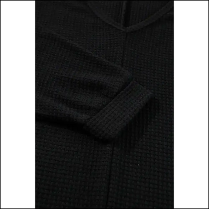 Black Wfle Knit v Neck: so Chic It’s Basically Magic ✨ - Long Sleeve Tops