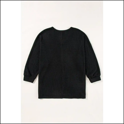 Black Wfle Knit v Neck: so Chic It’s Basically Magic ✨ - White / s - Long Sleeve Tops