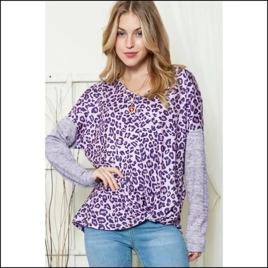 Leopard Print v Neck: so Comfy It’s Practically Legal 🐆 Needful Things - s - Long Sleeve Tops