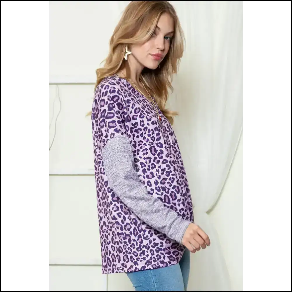 Leopard Print v Neck: so Comfy It’s Practically Legal 🐆 Needful Things - Long Sleeve Tops