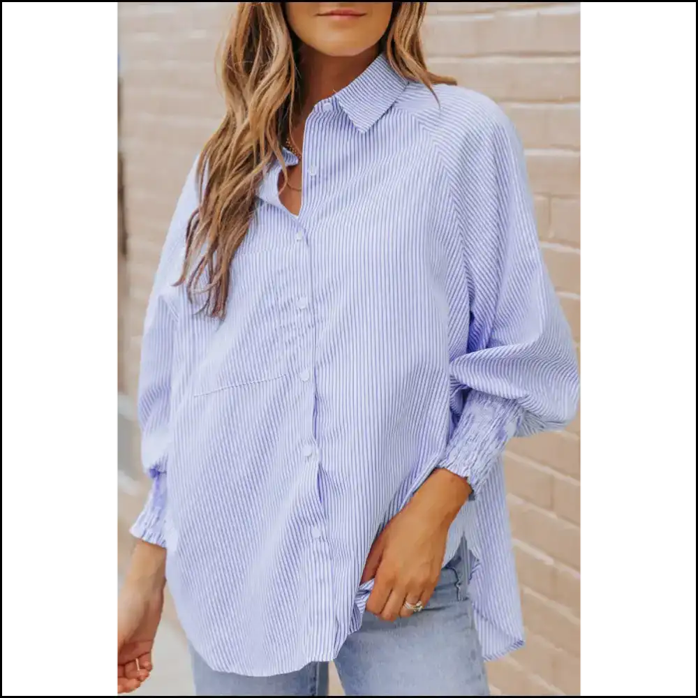 Blue Casual Striped Shirt: Needful Things 💙 Light so You! - Long Sleeve Tops