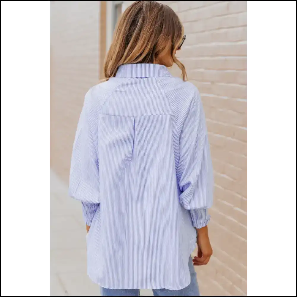 Blue Casual Striped Shirt: Needful Things 💙 Light so You! - Long Sleeve Tops
