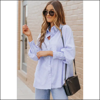 Blue Casual Striped Shirt: Needful Things 💙 Light so You! - Sky / Xs - Long Sleeve Tops