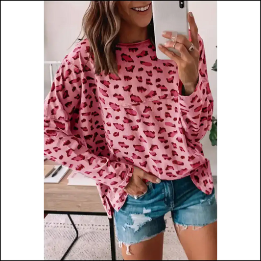 Pink Leopard Stitching: Unleash your Inner Wild Child! 🐆 Needful Things Loose Long Sleeve - s - Tops