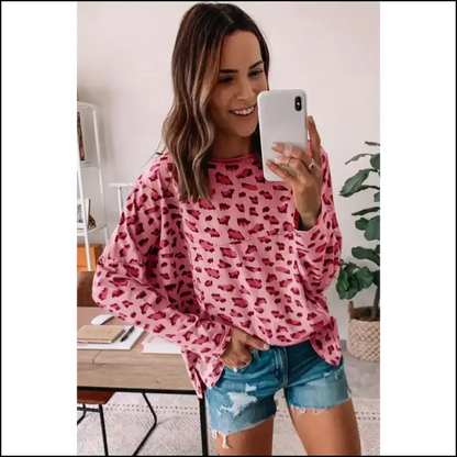 Pink Leopard Stitching: Unleash your Inner Wild Child! 🐆 Needful Things Loose Long Sleeve - Tops