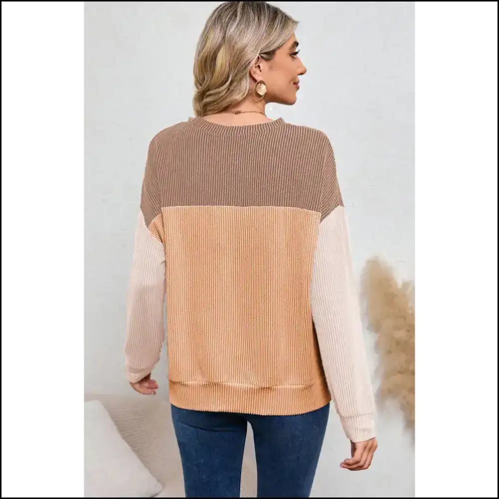 Black Ribbed Color Block Top: Look Good Feel Alive! 💀 Needful Things - Long Sleeve Tops