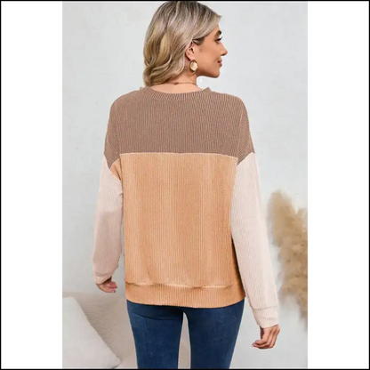 Black Ribbed Color Block Top: Look Good Feel Alive! 💀 Needful Things - Long Sleeve Tops