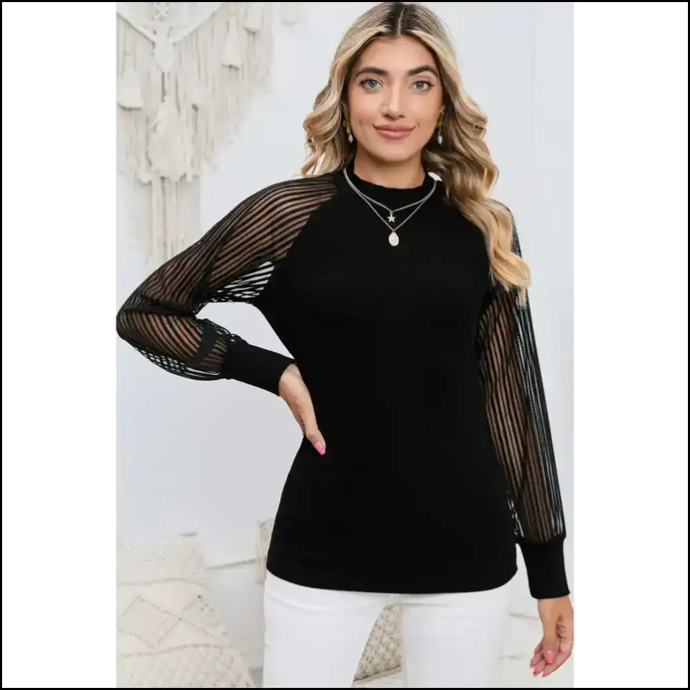 Needful Things: Striped Mesh Long Sleeve - so You’ll Scream! 🖤 - Tops