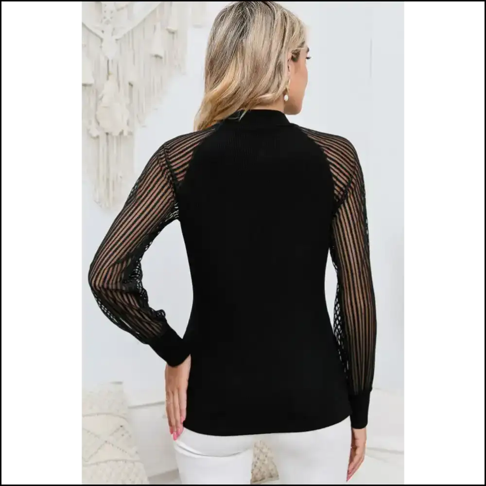 Needful Things: Striped Mesh Long Sleeve - so You’ll Scream! 🖤 - Tops