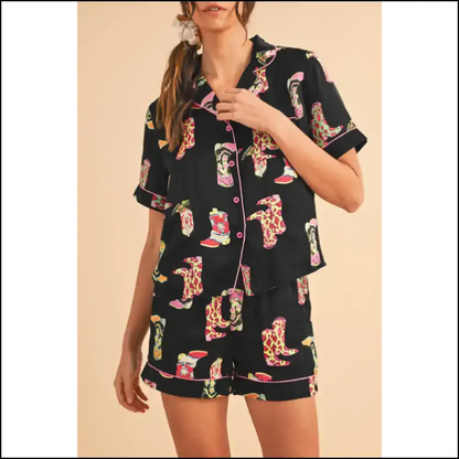 Black Boots Pajama Set: Kicking Back in Style with Needful Things 👢 - s - Loungewear Set