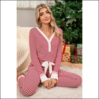 Chic Red Stripe Pajama Set: Netflix & Chill Darling! ?️ Needful Things - Loungewear Set