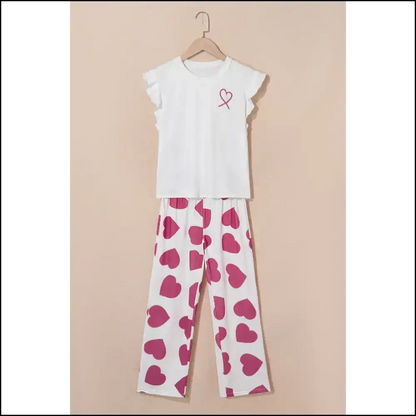 Pink Heart Print Pajama Set: Dreams so Good It’s! 💖 Needful Things - Red / m - Loungewear Set