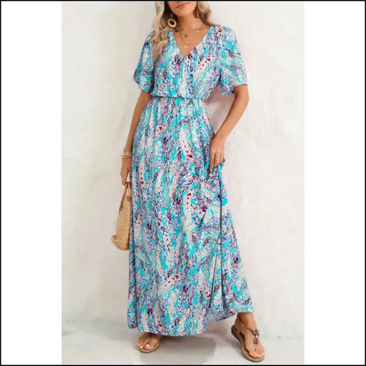 Abstract Botanic Print: Turns Heads Hides Snacks (needful Things) 🌿 - Green / s - Maxi Dresses