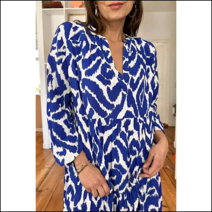 Blue Abstract v Neck Maxi Dress: Elegance Darlings! 💙 Needful Things Approved Dresses