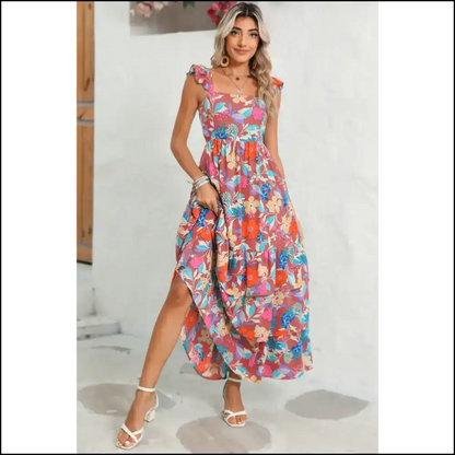 Floral Ruffle Maxi Dress: Piña Colada Perfection 🍹 Dresses
